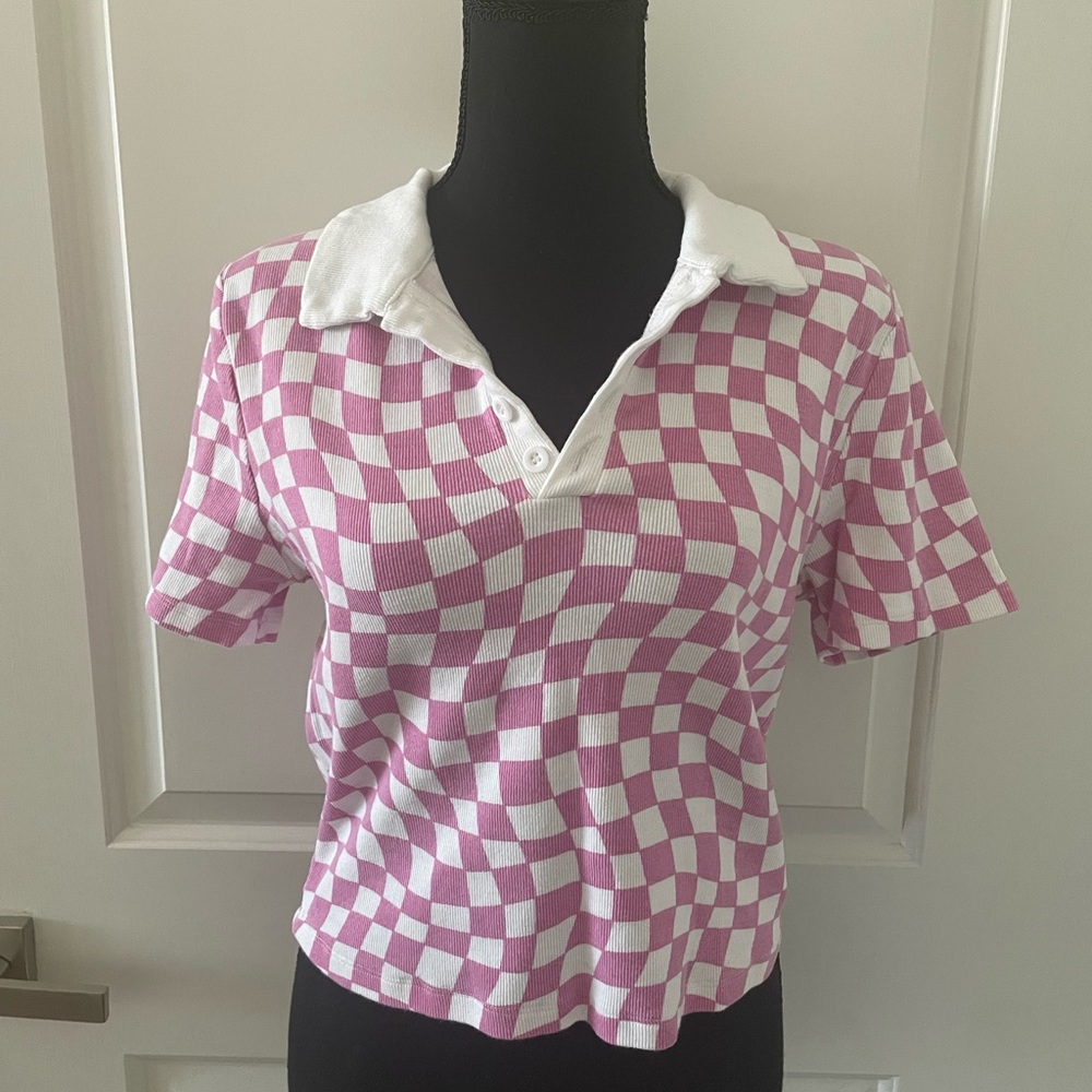 Women’s Pink Checkered Poli